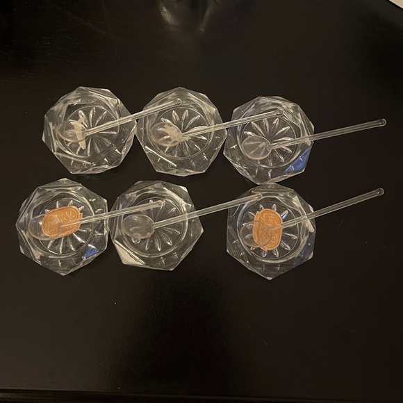 6 Hass Vintage Bohemian Glass Crystal Salt Cellars w/6 Spoons  (Czechoslovakia) - Picture 1 of 4